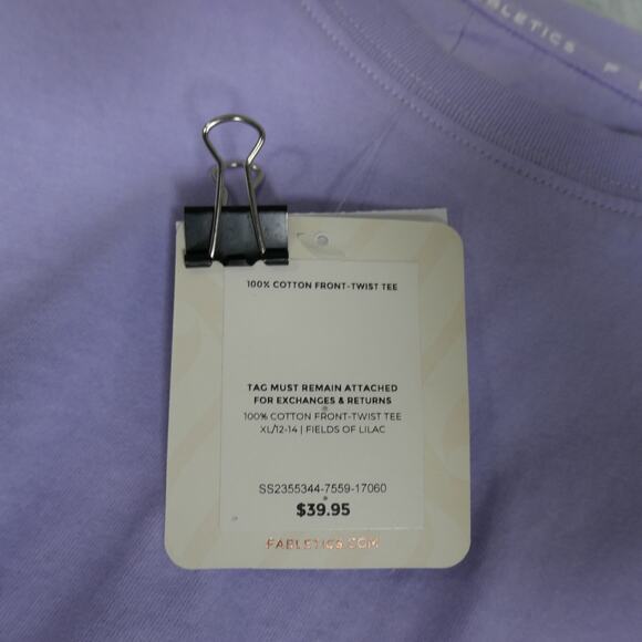NEW Fabletics Front Twist Tee Womens XL or 12 14 Purple Knotted Athletic Hike - Picture 8 of 14